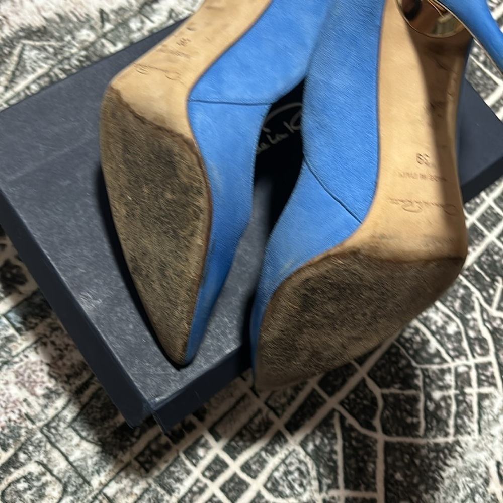 Oscar de la renta blue leather pump - Picture 6 of 16